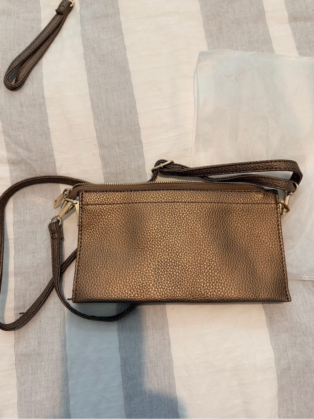 Metallic Bronze Crossbody Wallet - Women's Bag